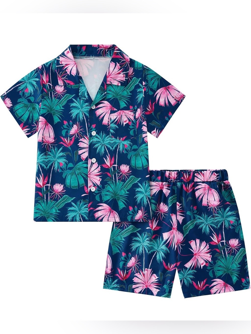 Boys Summer Outfit Set – Hawaiian Shirt & Shorts, Size 5-6